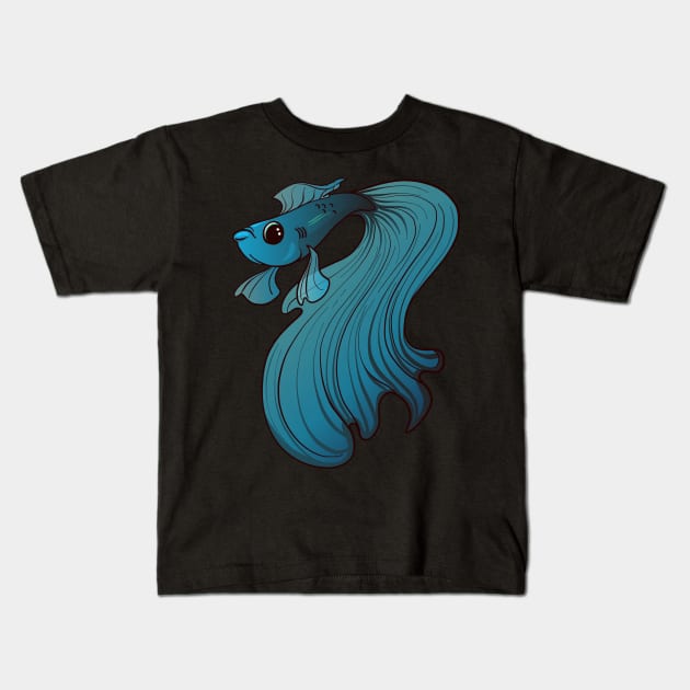 Grumpy Gills Betta Kids T-Shirt by Inklings of Grace